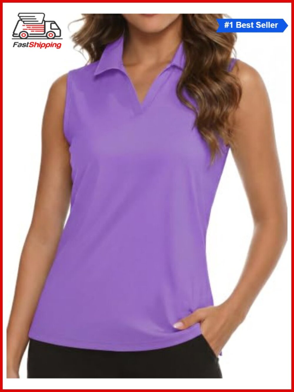 ✨ MAGCOMSEN Women's Sleeveless Golf Polo Shirt UPF 50+ V-Neck Quick Dry